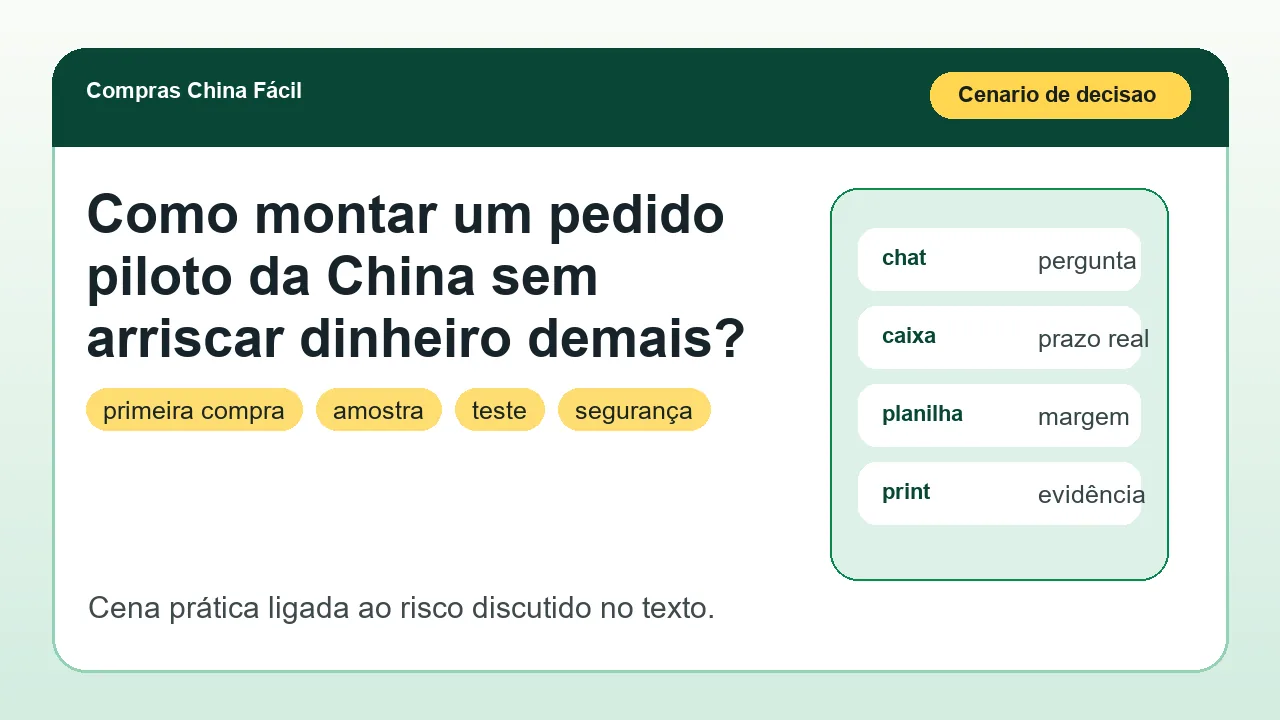 Cena de compra ligada ao artigo Como montar um pedido piloto da China sem arriscar dinheiro demais?